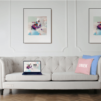 Letters in 3D Effect, Laptop, pillows and frames Mock-ups.